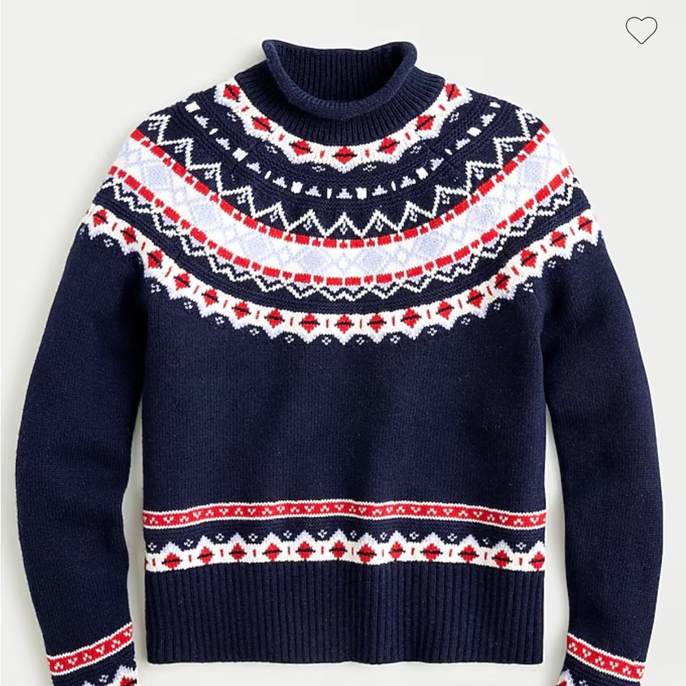 ❄️ ⛄️ J. Crew Rollneck Navy Fair Isle Sweater Small